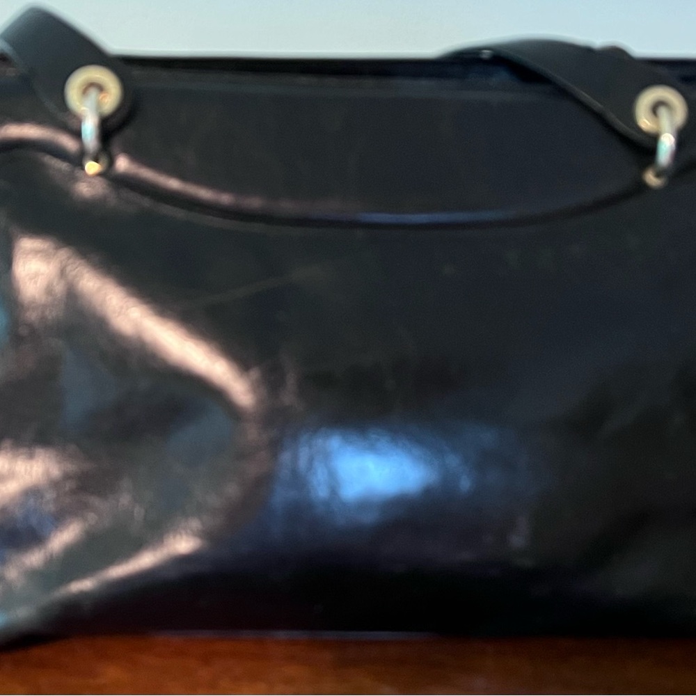 Monsac Black Shoulder Bag with Gold Hardware